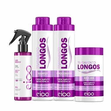 Imagem de Kit Eico Profissional Shampoo 800ml e Condicionador 750ml Cabelos Longos 4 Itens (Spray Liso)