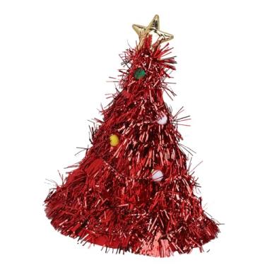 Imagem de RiToEasysports Chapéu de árvore de Natal, boné de Natal Vermelho de Tecido de Feltro Macio Com Bola Felpuda para Reuniões Familiares e Festas de Fim de Ano