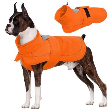 Imagem de Kuoser Jaqueta para cães, casacos para cães grandes, colete impermeável de inverno para cães grandes, casaco refletivo para clima frio, jaqueta acolchoada de gola rolê à prova de vento roupas de neve