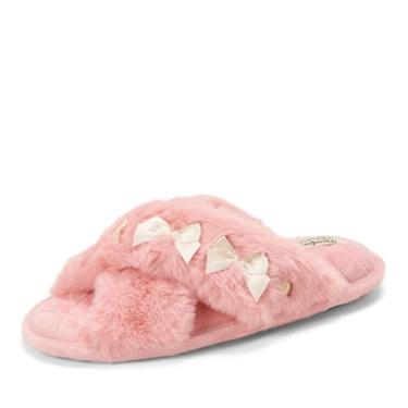 Imagem de Dearfoams Chinelo feminino Jessica Fuzzy Cross Band, 5-6
