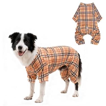 Imagem de SCENEREAL Pijamas para cães pequenos, médios e grandes, meninas, meninos, roupas xadrez clássicas para animais de estimação, casaco de inverno para filhotes, macacão macio para cachorros, pijamas para