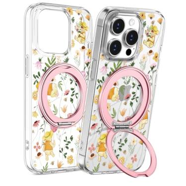 Imagem de Loheckle Capa para iPhone 15 Pro - Compatível com MagSafe Stand Mulheres Meninas Bonito Transparente Feminino Estética Kawaii Design Exclusivo Proteção TPU Macio Capa com Suporte Integrado para iPhone