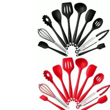 Imagem de Conjunto Utensílios de Cozinha em Silicone 10 Peças – Resistente ao Calor, Antiadherente – Colheres, Espátulas, Fouet e Mais para Preparar Receitas com Praticidade (Aleatório)