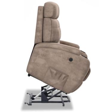 Imagem de Poltrona do Papai Reclinável Elétrica Bivolt Lift com Sistema de Elevação e Massagem em Tecido Suede - Modelo Florença Damie (Bege)