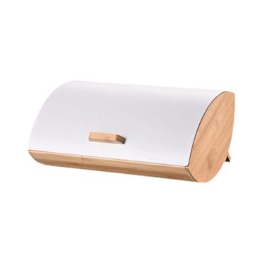 Imagem de Ｂｅｓｇａ Caixa de pão de bambu, recipiente para pão com tampa enrolável, organizador de armazenamento para balcão de cafeteria, produtos assados, entrada de