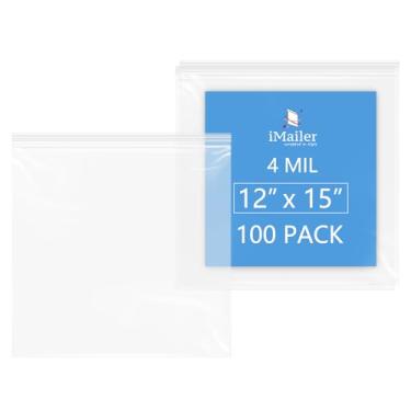 Imagem de iMailer - Sacos de poliéster com zíper de 4 mm de espessura (pacote com 100, 30 x 38 cm) - Sacos plásticos resistentes e seláveis para alimentos, ferramentas e artesanato - Solução de armazenamento