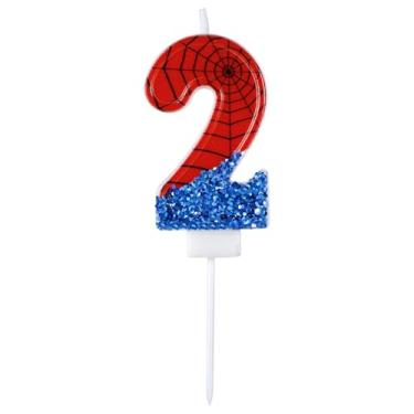 Imagem de Vela de aranha, velas de tecido de aranha lantejoulas azuis vela numérica vela para decoração de bolo de aniversário para festa de aniversário temática de lustre festa de Halloween (2)