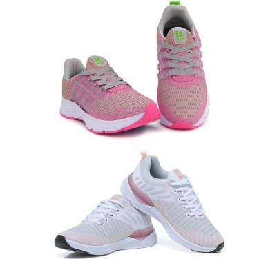 Imagem de Tênis Feminino Esportivo Caminhada Academia Confortável Kit