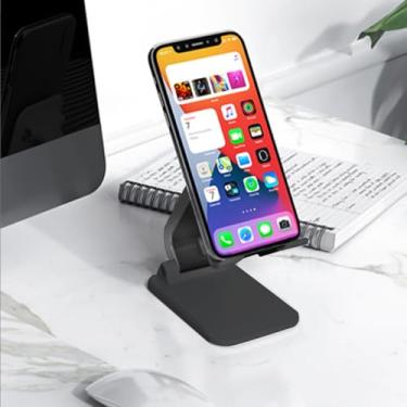 Imagem de Suporte de telefone ajustável dobrável para chamadas de vídeo, suporte universal multiângulo para smartphones portáteis (preto)
