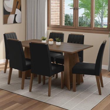 Imagem de Conjunto Sala de Jantar Tampo de Madeira 6 Cadeiras Rustic/Oxford Leon Madesa