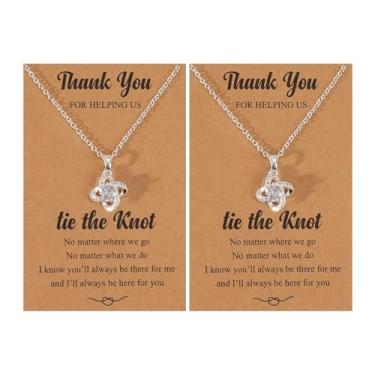 Imagem de Conjunto de joias de dama de honra, elegante, acessórios de festa de casamento, colar inspirado no nó para chá de panela e cerimônia, presente de casamento para mulheres, Medium, Latão, Sem Pedra