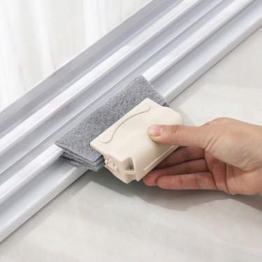 Imagem de Pacote com 2 escovas de limpeza para janelas e portas, escova de fenda para janela doméstica - bege