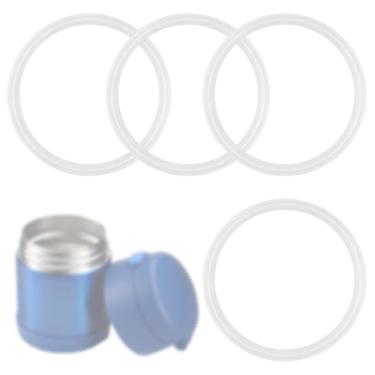 Imagem de 4 peças de juntas para jarras de alimentos, juntas de substituição de silicone para tampas de vedação, peças de jarras de alimentos compatíveis com Thermos Funtainer Frasco de comida de 290 ml (branco