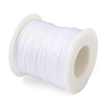 Imagem de 100 jardas/rolo 0,8 mm fios trançados de nylon branco chinês cordão para joias cordas de miçangas para artesanato faça você mesmo Kumihimo pulseiras de macramê para fabricação de suprimentos