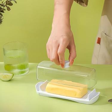 Imagem de Manteiga com tampa, suporte de manteiga de plástico para bancada e prateleira de porta de geladeira, transparente
