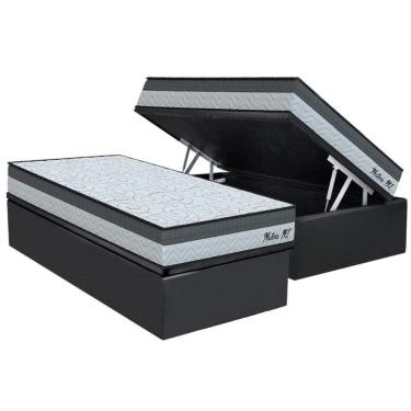 Imagem de Conjunto Box Baú Solteiro: Colchão Molas Orthoflex D33 Matera Ml + Base Crc Suede Gray (88x188)