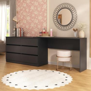 Imagem de Penteadeira Infantil 231,5cm Com 6 Gavetas Flex Multimóveis Mp4403 Preto