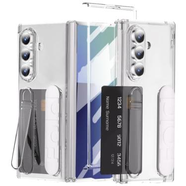 Imagem de YQODSZ Alça de pulso para Samsung Galaxy Z Fold 7 com compartimento para cartão, [alça de dedo] [suporte] [protetor de tela frontal] capa protetora de corpo inteiro, fina, resistente a arranhões para