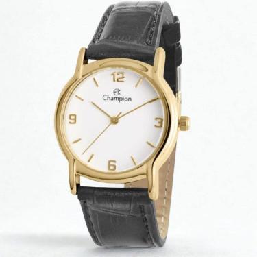 Imagem de Relogio feminino dourado pulseira de couro 32mm Champion CN24575B