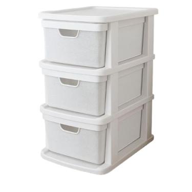 Imagem de Caixa Organizadora, Gaveteiro Organizador de Chão em Plástico Juta com 3 Gavetas 15 litros(Branco)