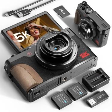 Imagem de Câmera digital NBD 64MP 5K - foco automático zoom 18x, anti-vibração com cartão de 64 GB e 2 baterias, câmeras compactas de vlogging para fotografia e viagens YouTube MC-US-K100C-BB-N5-A-2512