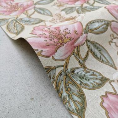 Imagem de Papel de Parede Quarto Sala Floral Rosa Dourado Vinílico Importado Hom