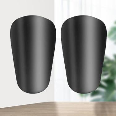 Imagem de 1 par de caneleiras de futebol padrão preto, proteção durável de PP e EVA para jogos e prática