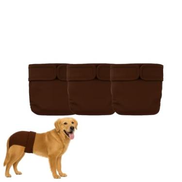 Imagem de Kit 3 Fraldas Cachorro Fêmea Reutilizáveis Marrom- Materiais Duráveis ​​Solução lavável na máquina para incontinência de animais de estimação e viagens longas Petting Is Caring (G)