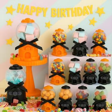 Imagem de Blosssound Conjunto de 24 mini máquinas de chiclete de 9,5 cm, dispensador de doces, caixa de doces com fita de cartões para Halloween, Natal, aniversário, casamento, chá de bebê, prêmios de presente