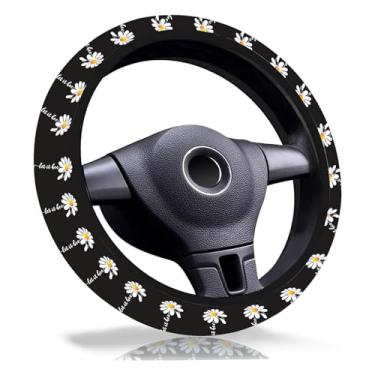 Imagem de Capa de volante margarida, capas de volante de neoprene respirável antiderrapante, acessórios de carro margaridas e decoração de carro, presentes de margarida para mulheres, homens, universal, ajuste