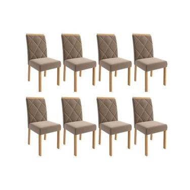 Imagem de Cadeira Sala De Jantar Fernanda Wood Kit 8 Un Carvalho-suede Joli Capuccino - Cimol