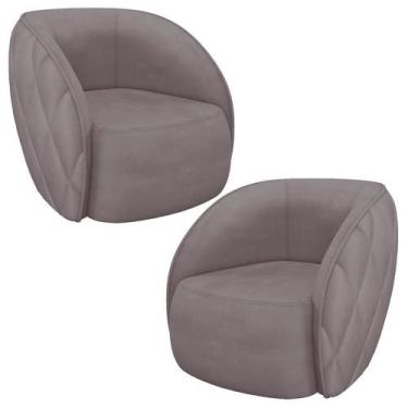 Imagem de Kit 02 Poltronas Decorativa Para Sala Living Olimpo M03 Veludo Rosê - 
