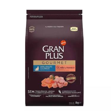 Imagem de Ração GranPlus Gourmet Gatos Castrados Salmão e Frango 3kg