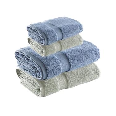 Imagem de Jogo de Toalhas Super Soft Zero Twist 4 Pe�as � Banh�o e Rosto � 500g/m� � Toque Macio, Alta Absor��o e Secagem R�pida � Altihaus (Verde/Azul)