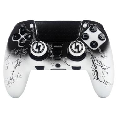 Imagem de RALAN Capas de silicone para controle de iluminação com aderência de 2 polegares compatíveis com PS5 Dualsense Edge Controller Play Station 5 Acessórios, capa antiderrapante à prova de suor