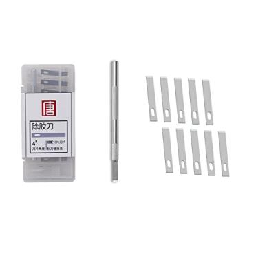 Imagem de DAGIJIRD Raspador de vidro para câmera com tampa traseira, ferramenta de remoção de raspador de suavização com 10 lâminas de substituição para reparo de telefone cola traseira