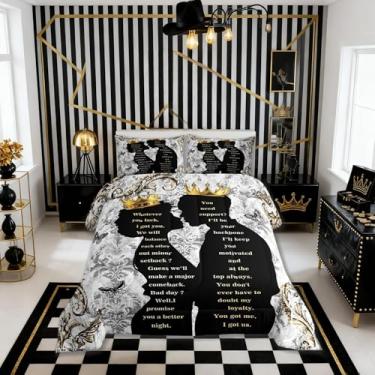 Imagem de Conjunto de edredom feminino preto africano, solteiro, coroa, casal, borboleta, romântico, decoração de quarto, edredom vintage floral barroco, dourado, preto, cinza, 1 fronha