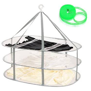 Imagem de AUTODECO Secador de roupas de malha dobrável de 3 camadas, prateleira de secagem de suéter, grande prateleira de secagem de roupa, cabide plano para secar na cama, secadora de roupas de malha - GG (3