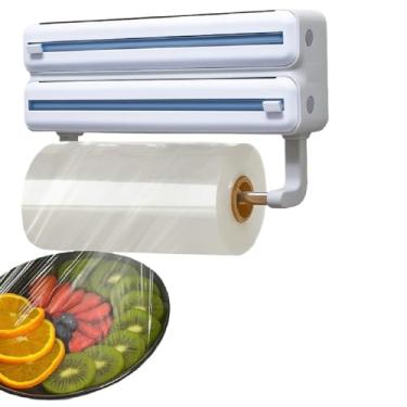 Imagem de Porta Papel Toalha Cozinha 3 em 1, Suporte para Papel Alumínio e Filme que Não Enrola(BRANCO)