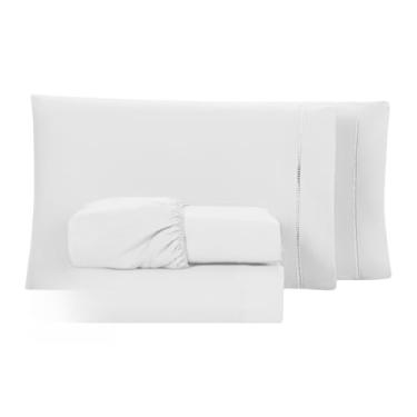 Imagem de Conjunto de lençóis com 04 peças de 400 fios, twin, queen e super soft king bed(Queen Branco)