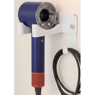 Imagem de Suporte para secador de cabelo Dyson, suporte autoadesivo para secador de cabelo, organizador de ferramentas de cabelo de alumínio para banheiro, branco CHOCHYAH