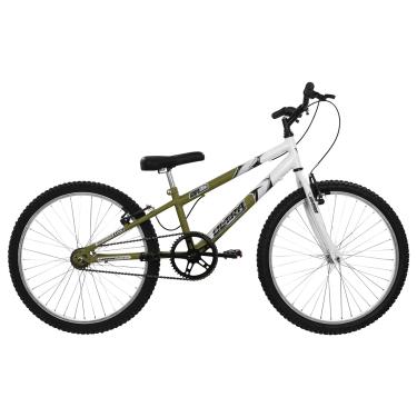 Imagem de Bicicleta de Passeio Ultra Bikes Esporte Bicolor Rebaixada Aro 24 Reforçada Freio V-Brake Sem Marcha Verde Oliva Fosco/Branco