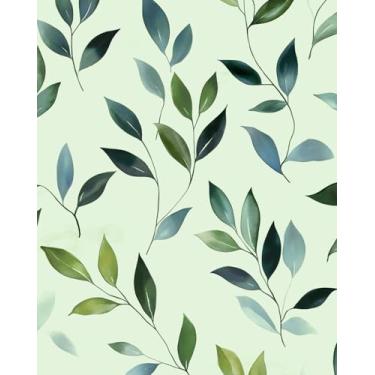 Imagem de Papel de parede de folhas verdes descascar e colar estilo fresco padrão de folhas papel de contato mural de parede natural para quarto banheiro vinil impermeável autoadesivo removível locatário