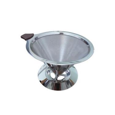 Imagem de Coador De Café Reutilizável Inox Funil 110 mm Com Base Agroprime( YJ-1