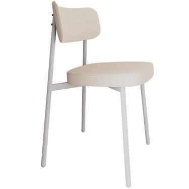 Imagem de Cadeira Estofada Para Sala De Jantar Astrid Branco C01 Linho Palha - Lyam Decor