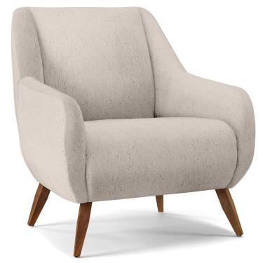 Imagem de Poltrona Fixa Pés De Madeira Paloma D02 Linho Cru C-443