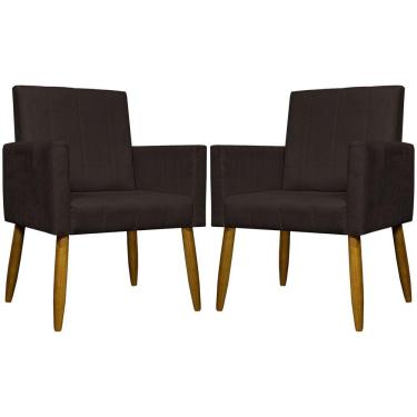 Imagem de Kit 2 Poltronas Decorativas Mari Suede Pé Palito - Marrom Suede