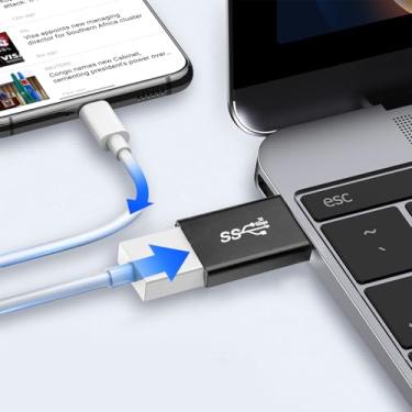 Imagem de Adaptador USB macho para fêmea, pacote com 2, adaptador eletrônico para OTG, carregamento e transferência de dados, compatível com telefones, computadores, tablets etc.
