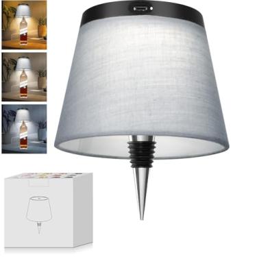 Imagem de Hoide Lâmpada de garrafa 2025 - Luzes LED para garrafas de bebidas e vinho, abajur sem fio, luz superior de garrafa de uísque, kit de luz noturna com tampa de garrafa, recarregável em 3 tons