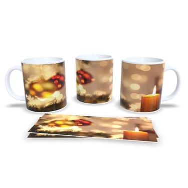 Imagem de Caneca Natalina com Desenhos de Árvore de Natal, Papai Noel e Rena, Porcelana Branca, Decoração Festiva (15)